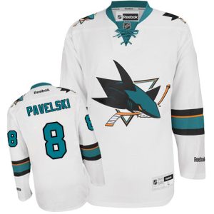 Herren San Jose Sharks Eishockey Trikot Joe Pavelski #8 Reebok Weiß Auswärts